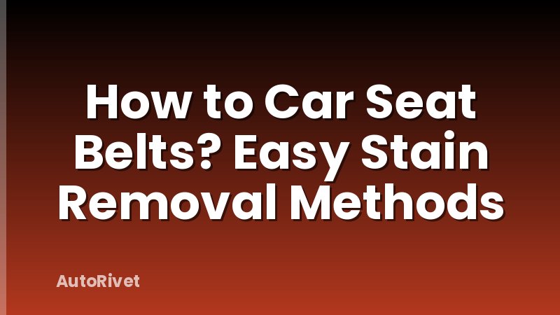 How to Car Seat Belts? Easy Stain Removal Methods