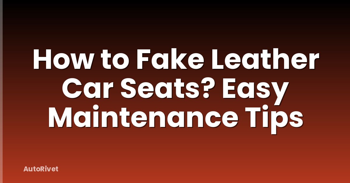 How to Fake Leather Car Seats? Easy Maintenance Tips