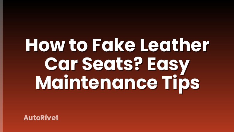 How to Fake Leather Car Seats? Easy Maintenance Tips