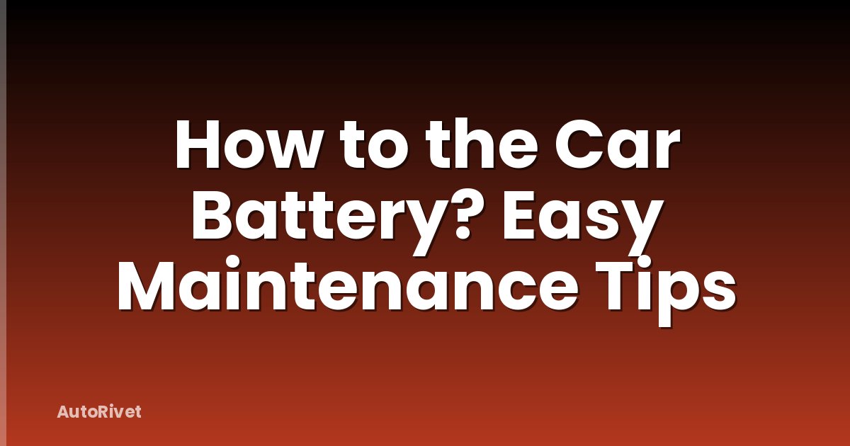 How to the Car Battery? Easy Maintenance Tips