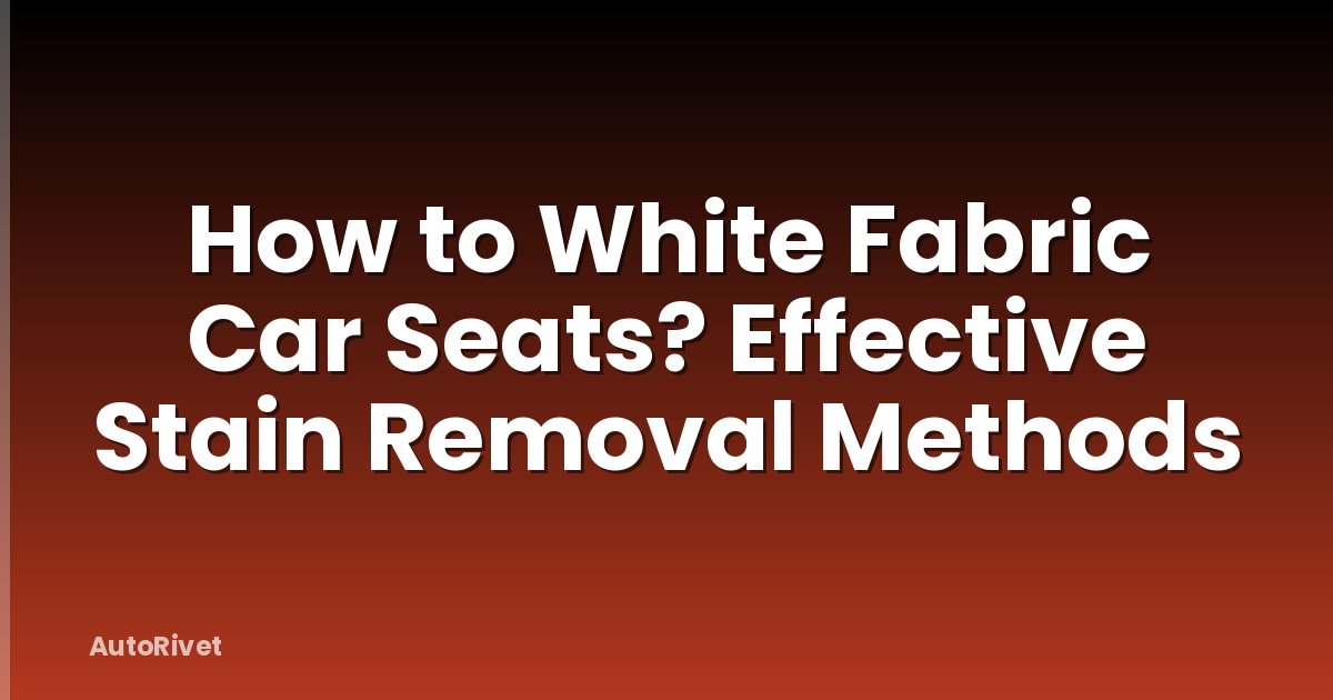 How to White Fabric Car Seats? Effective Stain Removal Methods