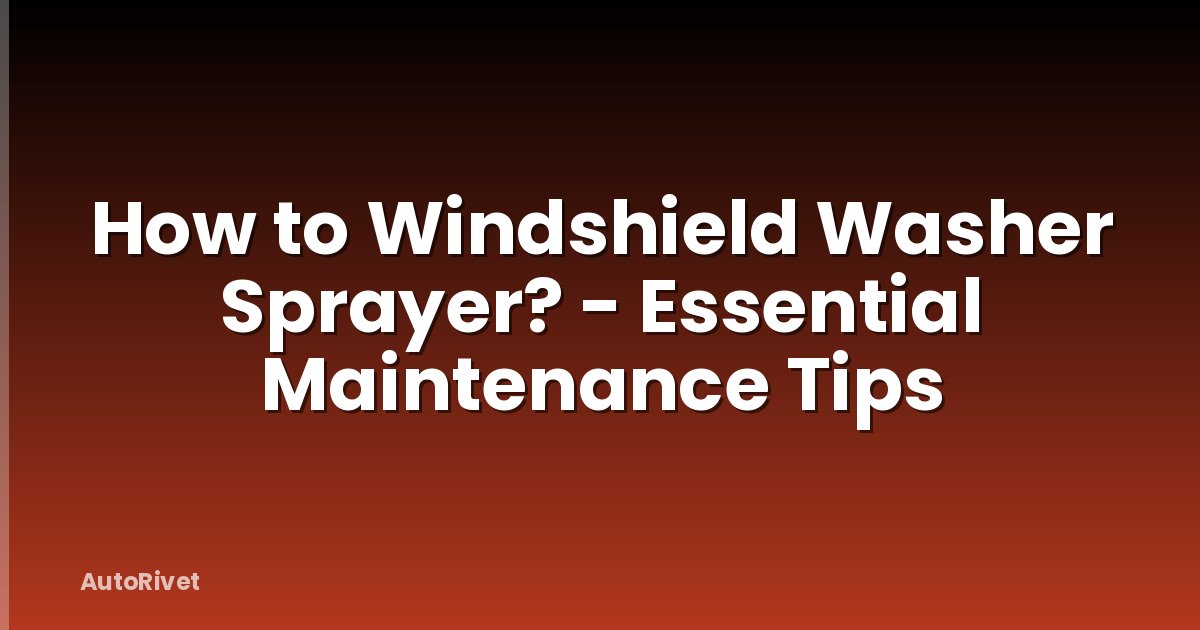 How to Windshield Washer Sprayer? - Essential Maintenance Tips