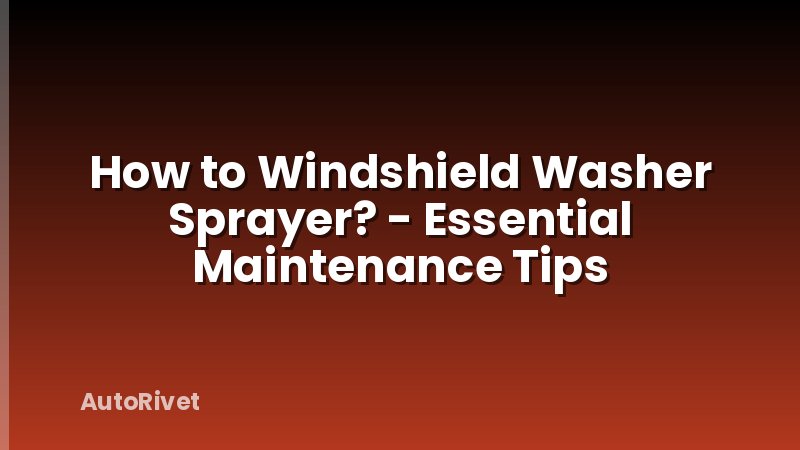 How to Windshield Washer Sprayer? - Essential Maintenance Tips