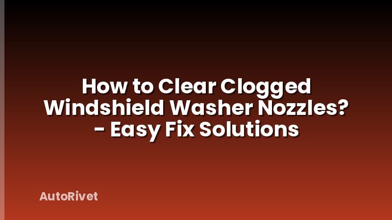 How to Clear Clogged Windshield Washer Nozzles? - Easy Fix Solutions