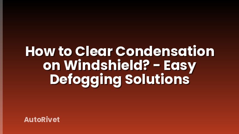 How to Clear Condensation on Windshield? - Easy Defogging Solutions