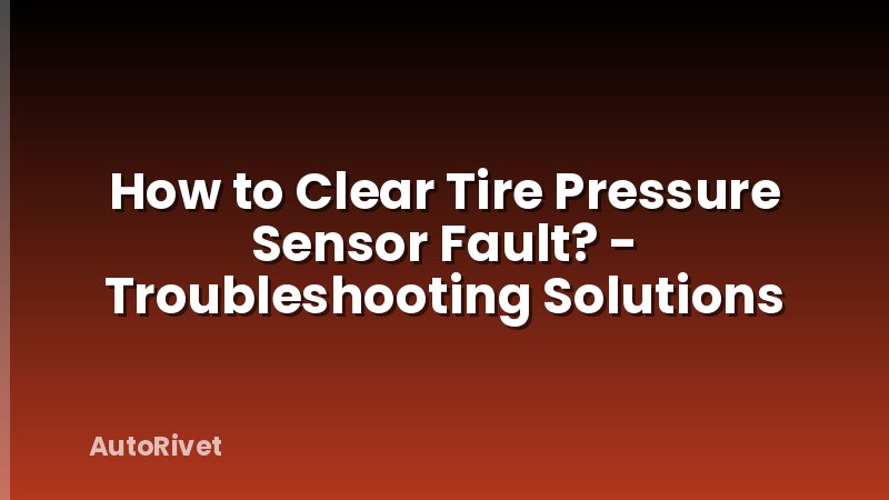 How to Clear Tire Pressure Sensor Fault? - Troubleshooting Solutions