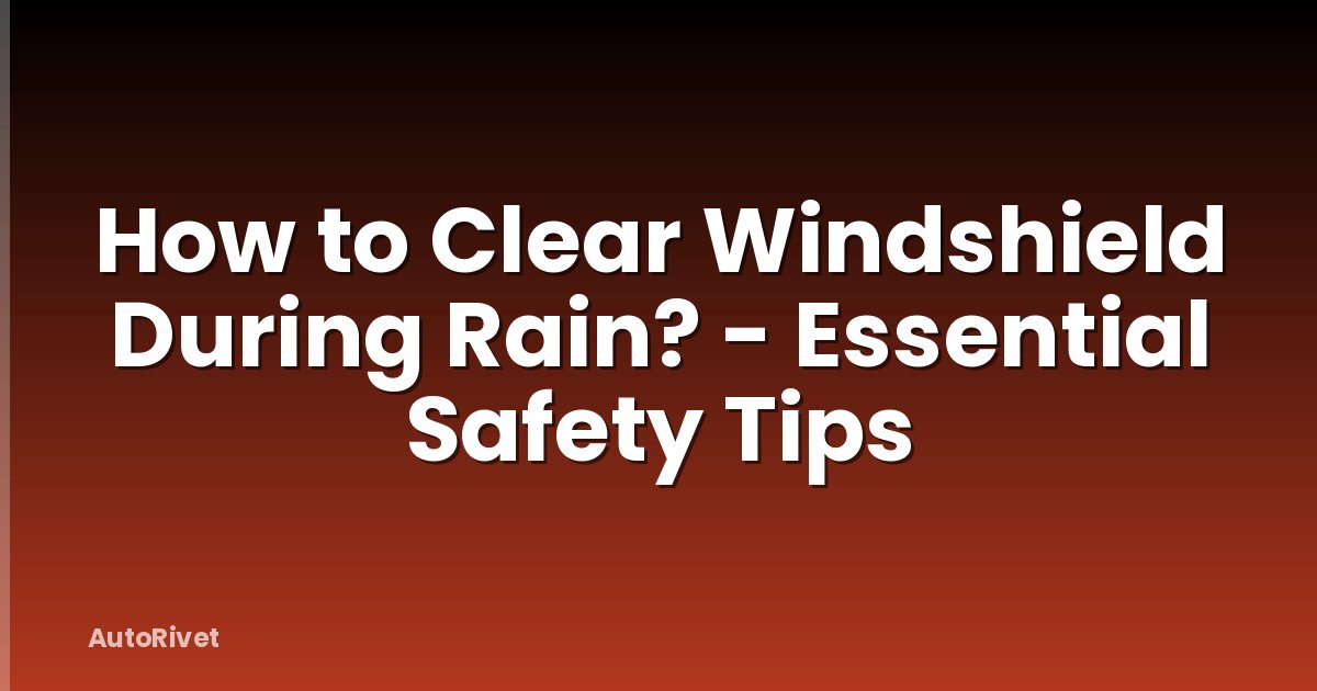How to Clear Windshield During Rain? - Essential Safety Tips