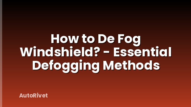 How to De Fog Windshield? - Essential Defogging Methods