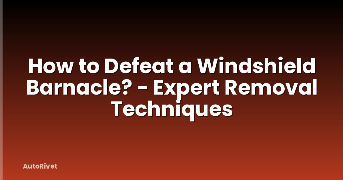 How to Defeat a Windshield Barnacle? - Expert Removal Techniques