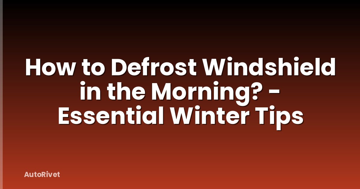 How to Defrost Windshield in the Morning? - Essential Winter Tips