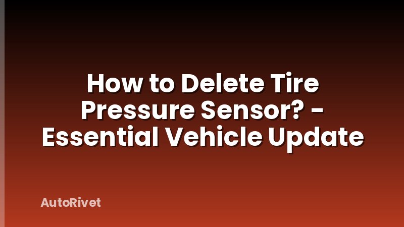 How to Delete Tire Pressure Sensor? - Essential Vehicle Update