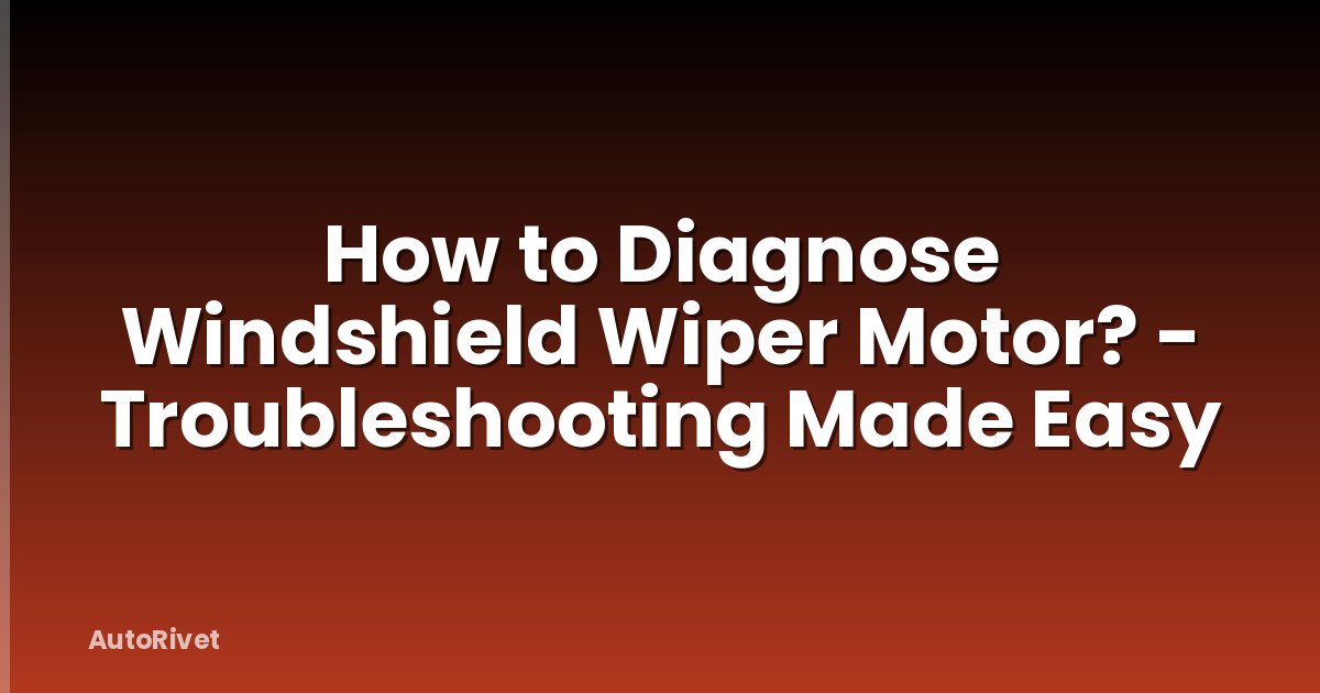 How to Diagnose Windshield Wiper Motor? - Troubleshooting Made Easy