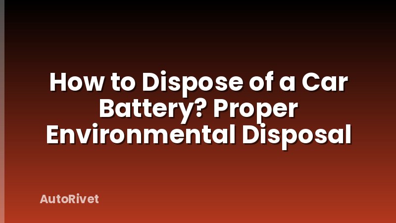 How to Dispose of a Car Battery? Proper Environmental Disposal