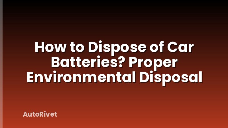 How to Dispose of Car Batteries? Proper Environmental Disposal