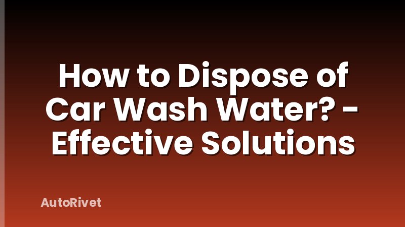 How to Dispose of Car Wash Water? - Effective Solutions