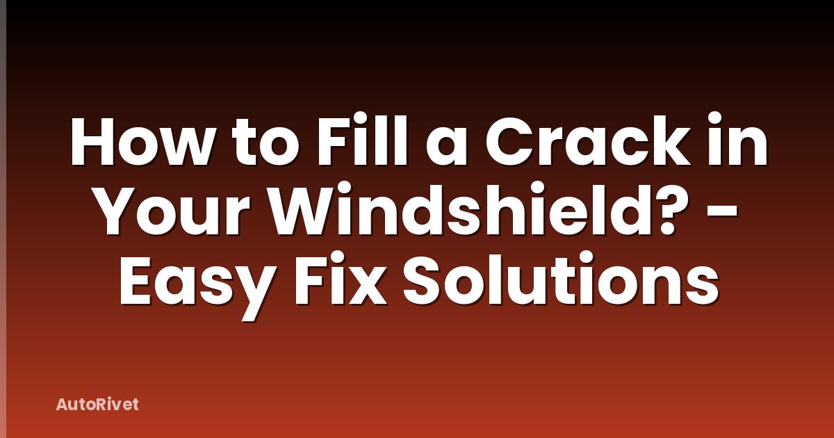 How to Fill a Crack in Your Windshield? - Easy Fix Solutions
