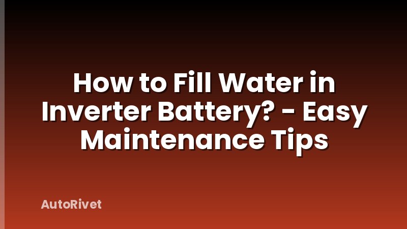 How to Fill Water in Inverter Battery? - Easy Maintenance Tips