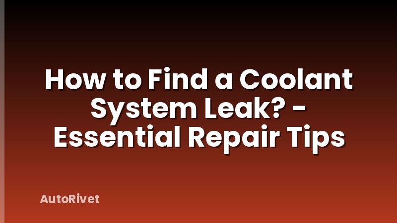 How to Find a Coolant System Leak? - Essential Repair Tips