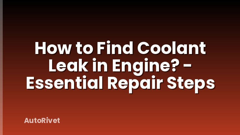 How to Find Coolant Leak in Engine? - Essential Repair Steps