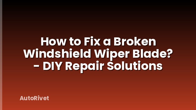 How to Fix a Broken Windshield Wiper Blade? - DIY Repair Solutions