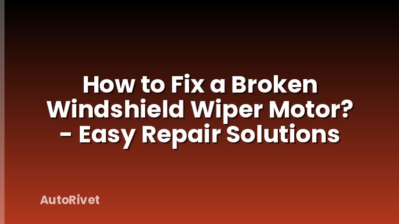 How to Fix a Broken Windshield Wiper Motor? - Easy Repair Solutions