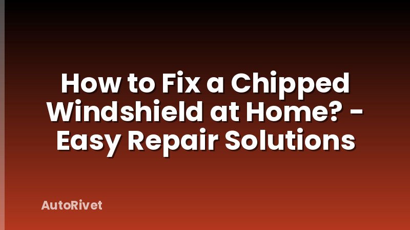 How to Fix a Chipped Windshield at Home? - Easy Repair Solutions
