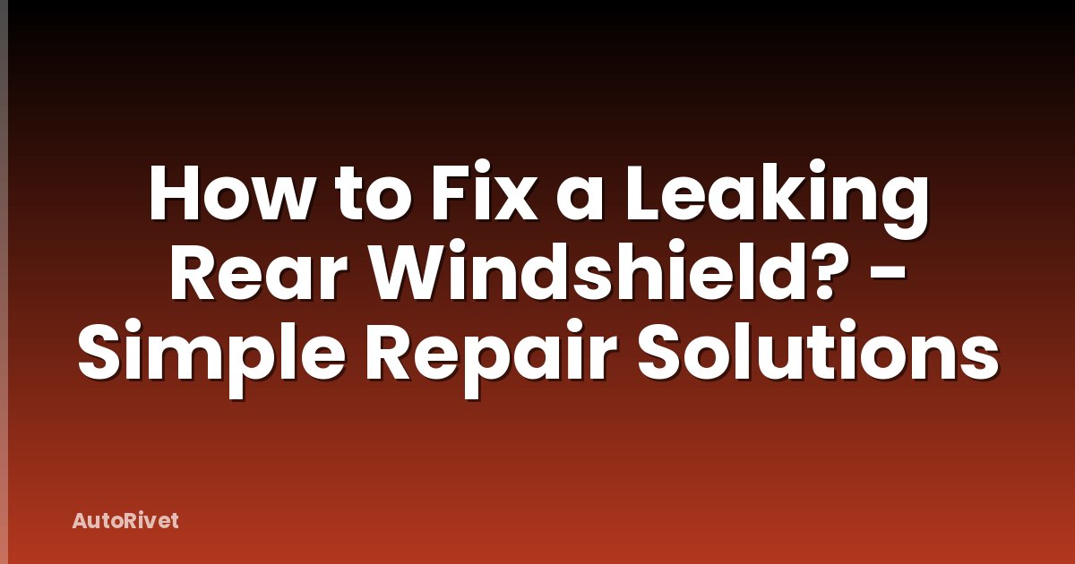 How to Fix a Leaking Rear Windshield? - Simple Repair Solutions