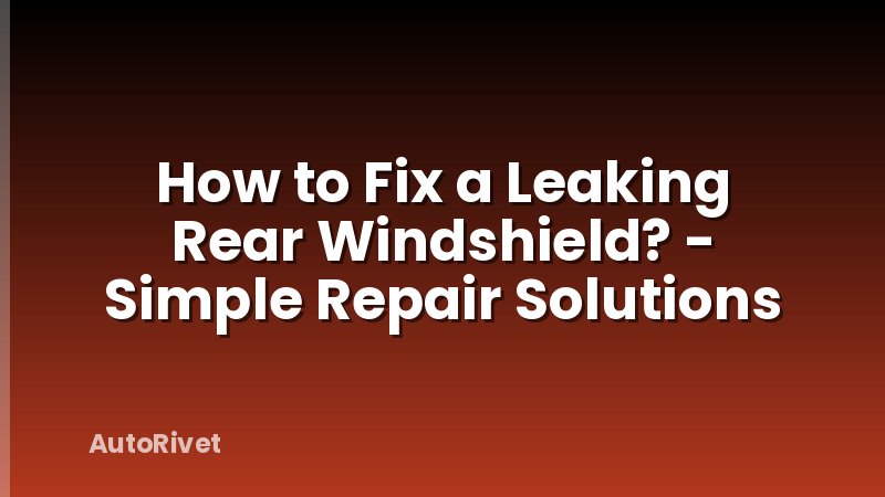 How to Fix a Leaking Rear Windshield? - Simple Repair Solutions