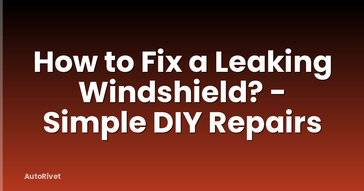 How to Fix a Leaking Windshield? - Simple DIY Repairs