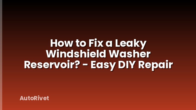 How to Fix a Leaky Windshield Washer Reservoir? - Easy DIY Repair
