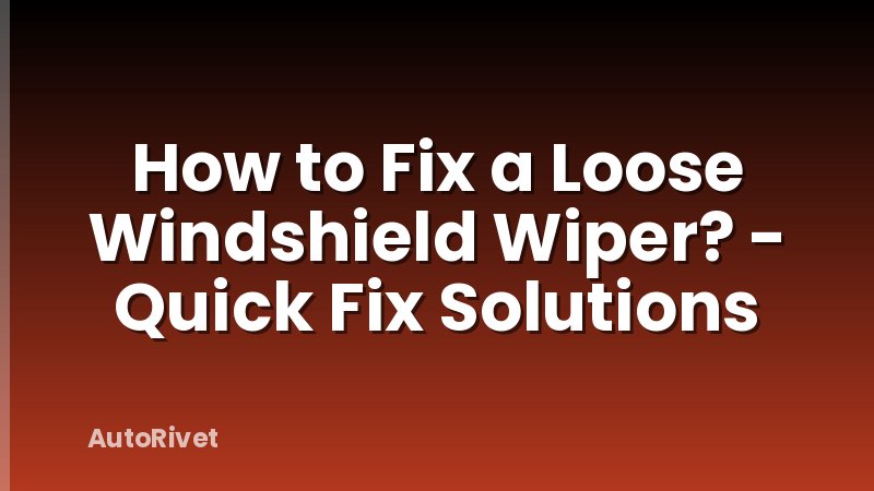 How to Fix a Loose Windshield Wiper? - Quick Fix Solutions