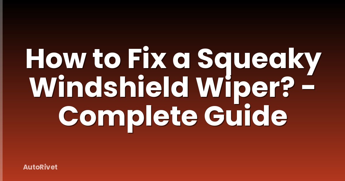 How to Fix a Squeaky Windshield Wiper? - Complete Guide