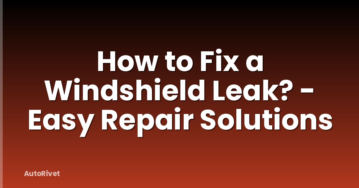 How to Fix a Windshield Leak? - Easy Repair Solutions