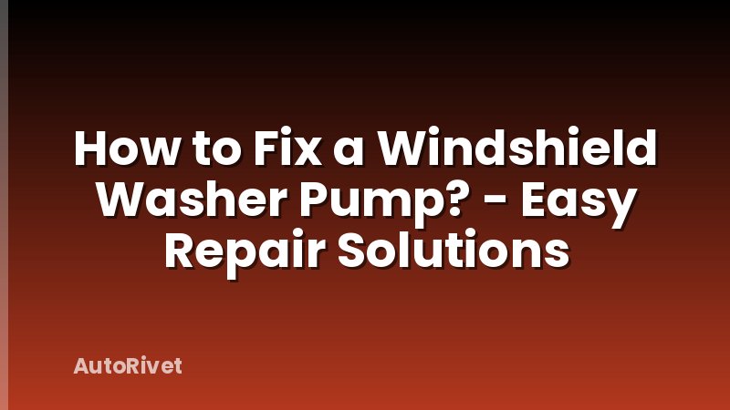 How to Fix a Windshield Washer Pump? - Easy Repair Solutions