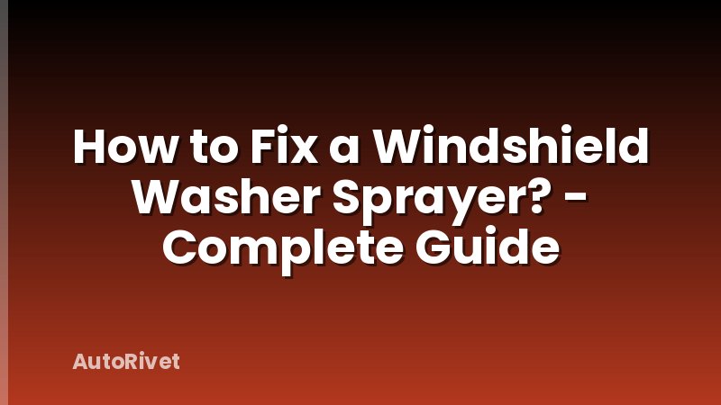How to Fix a Windshield Washer Sprayer? - Complete Guide
