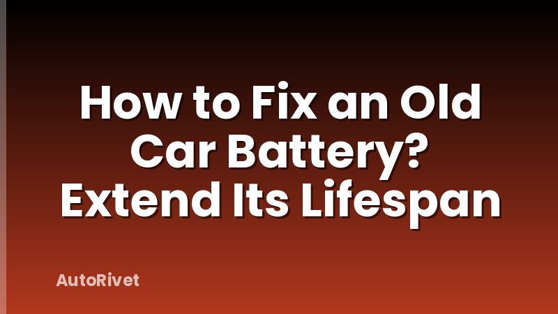 How to Fix an Old Car Battery? Extend Its Lifespan