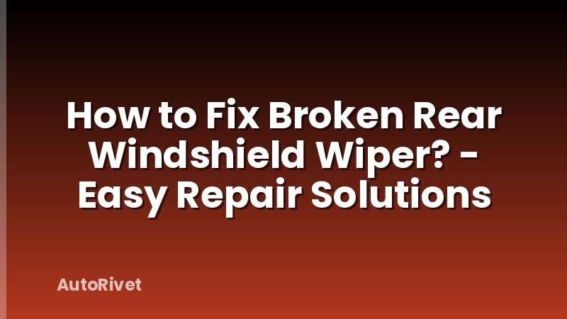 How to Fix Broken Rear Windshield Wiper? - Easy Repair Solutions