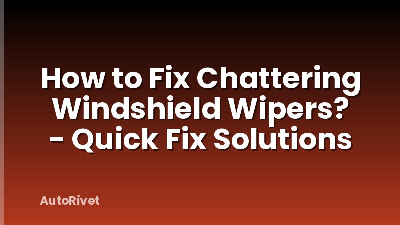 How to Fix Chattering Windshield Wipers? - Quick Fix Solutions