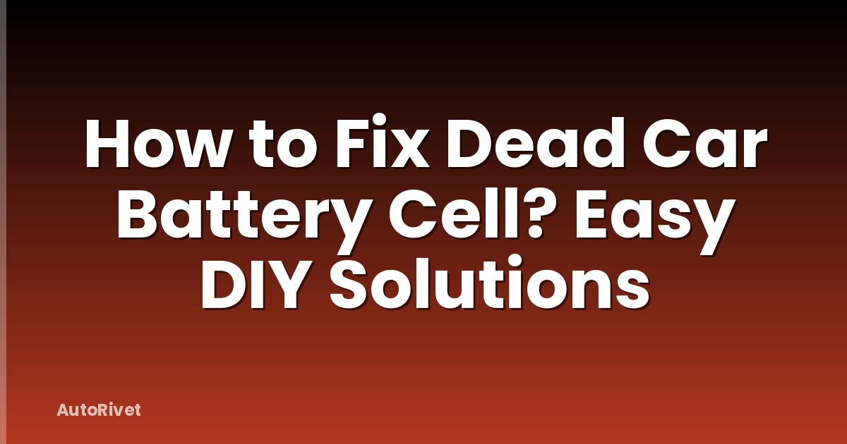 How to Fix Dead Car Battery Cell? Easy DIY Solutions