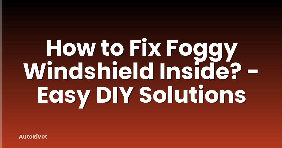 How to Fix Foggy Windshield Inside? - Easy DIY Solutions