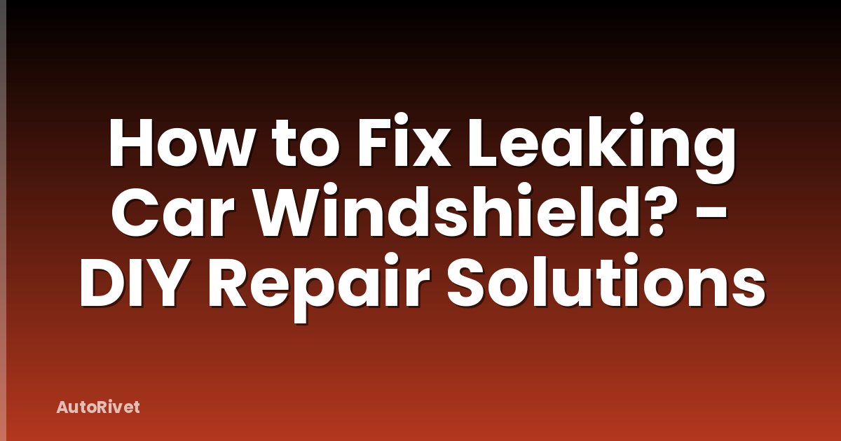 How to Fix Leaking Car Windshield? - DIY Repair Solutions