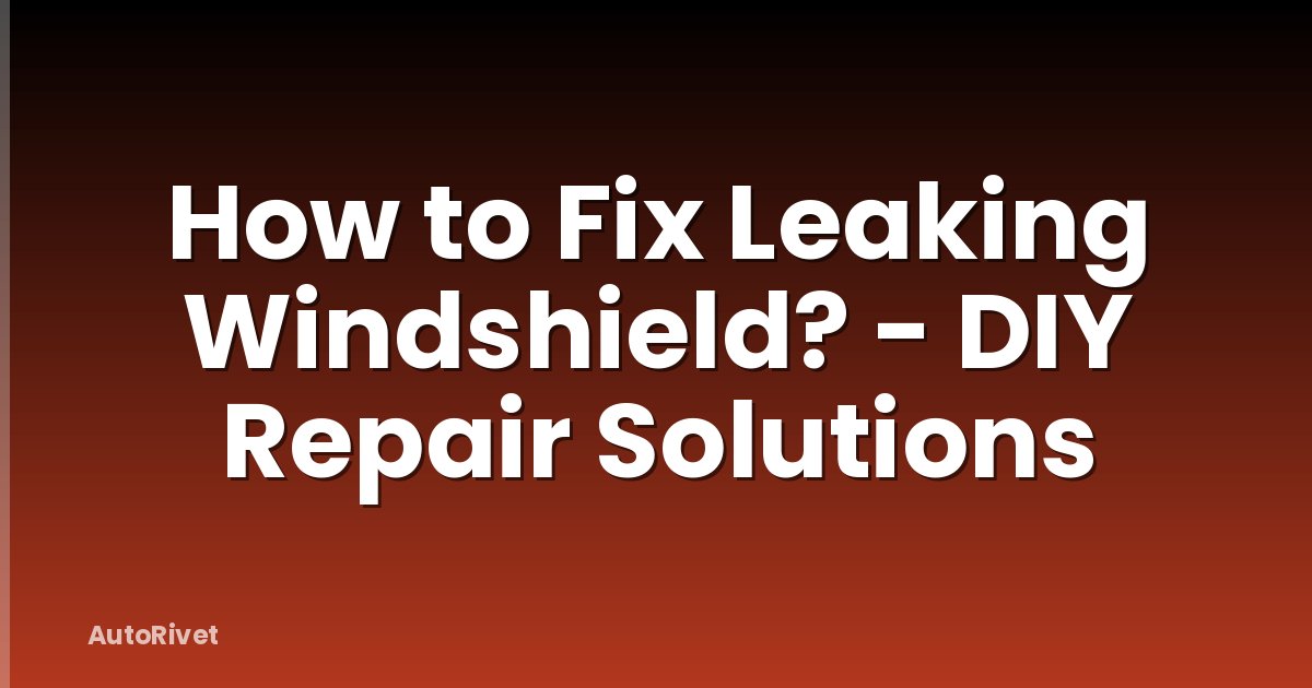 How to Fix Leaking Windshield? - DIY Repair Solutions
