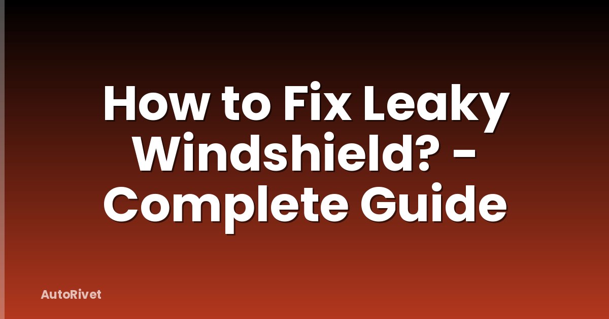 How to Fix Leaky Windshield? - Complete Guide