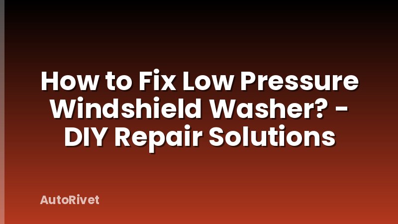 How to Fix Low Pressure Windshield Washer? - DIY Repair Solutions