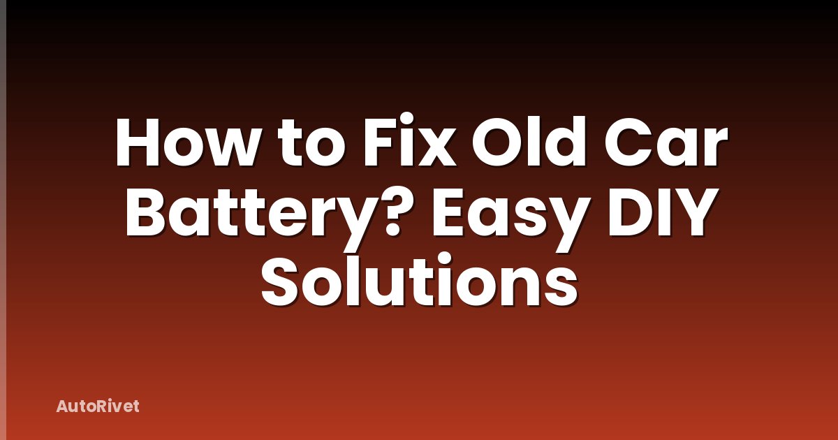 How to Fix Old Car Battery? Easy DIY Solutions