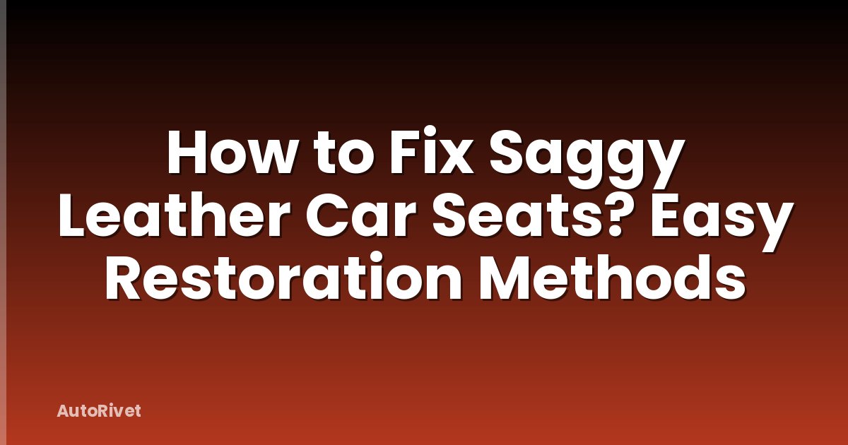 How to Fix Saggy Leather Car Seats? Easy Restoration Methods
