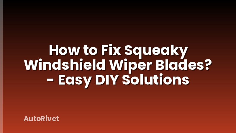 How to Fix Squeaky Windshield Wiper Blades? - Easy DIY Solutions