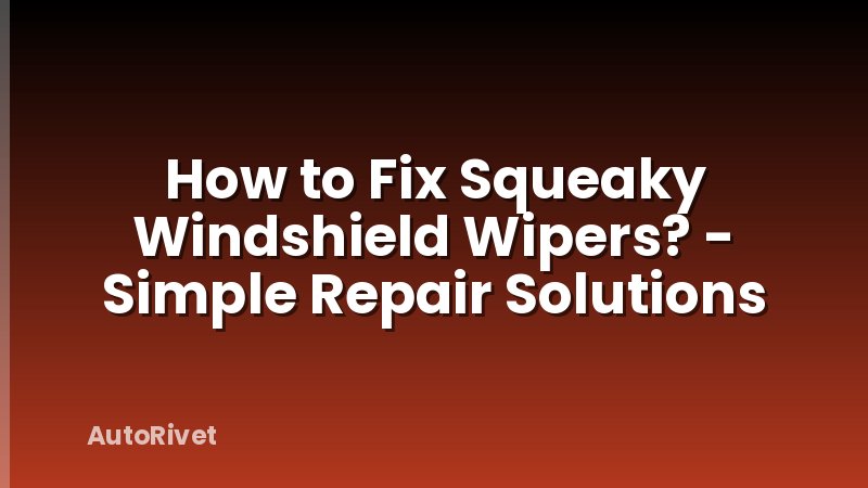 How to Fix Squeaky Windshield Wipers? - Simple Repair Solutions