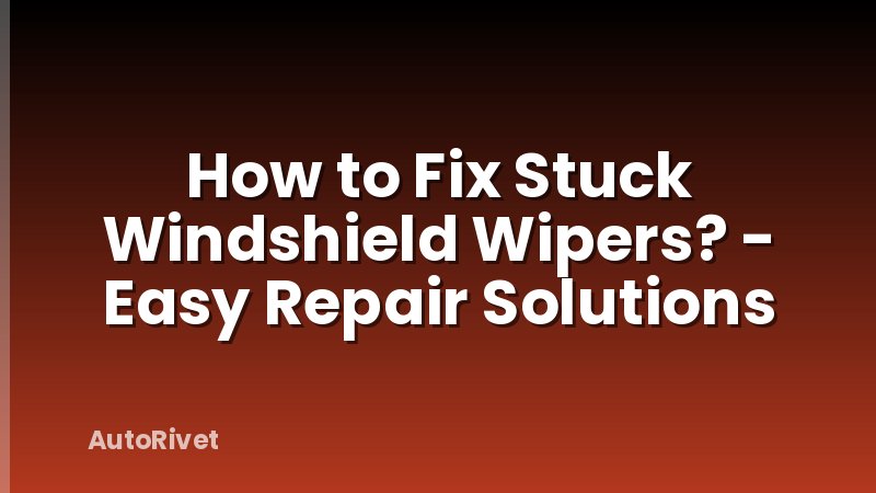 How to Fix Stuck Windshield Wipers? - Easy Repair Solutions