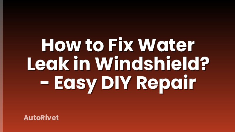 How to Fix Water Leak in Windshield? - Easy DIY Repair
